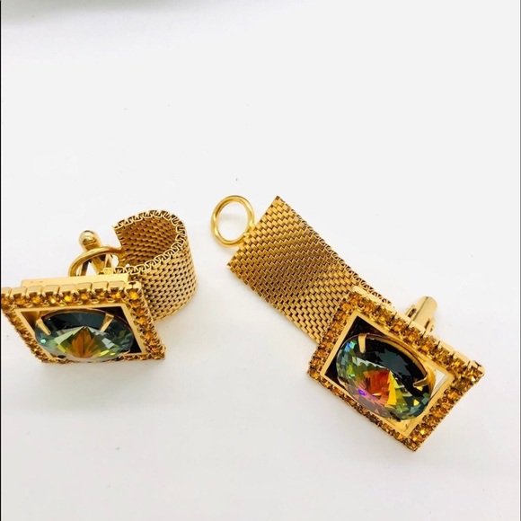 Mens Cufflinks 1960s RARE Heliotrope Austrian Crystal - Picture 10 of 15